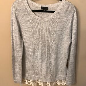 Women’s Sweater with lace trimmed bottom, XL, Grey